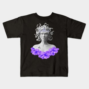 Medusa Gorgon Greek Mythology Purple Floral Kids T-Shirt